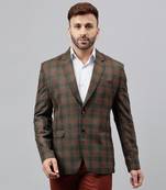 Multicolour check polyester viscose blazer