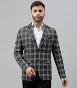 Multicolour check polyester viscose blazer