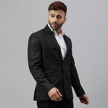 Multicolour printed check polyester viscose blazer 4