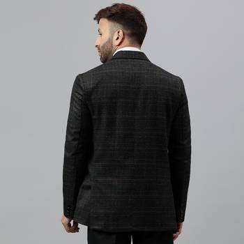Multicolour printed check polyester viscose blazer 5