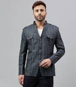 Multicolour check polyester viscose blazer