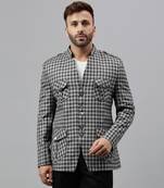 Multicolour check polyester viscose blazer