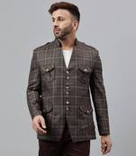 Multicolour check polyester viscose blazer