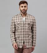 Multicolour check polyester blazer