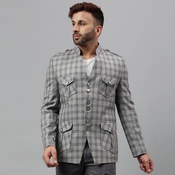 Multicolour check polyester viscose blazer 1