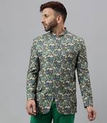 Multicolour sequins  printed polyester viscose blazer