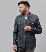 Multicolour check fancy polyester viscose blazer