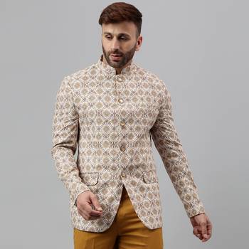 Multicolour  embroidered printed polyester viscose blazer 1