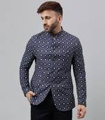 Multicolour  printed polyester viscose blazer