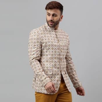 Multicolour  embroidered printed polyester viscose blazer 4