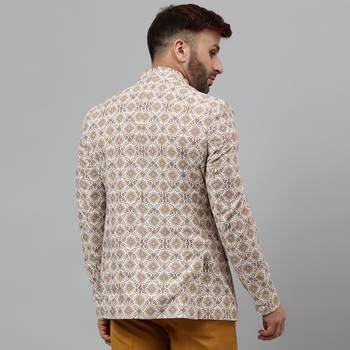 Multicolour  embroidered printed polyester viscose blazer 5