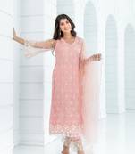 Peach pakistani thread work kurta set