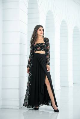 Black slit dhoti with jacket 1