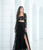 Black slit dhoti with jacket