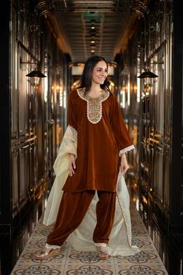 Velvet rust velvet salwar set 1