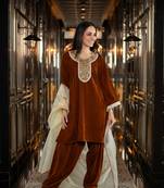 Velvet rust velvet salwar set