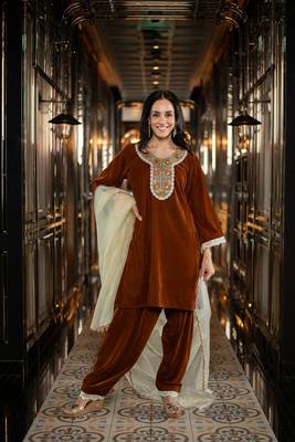 Velvet rust velvet salwar set 2