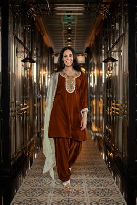 Velvet rust velvet salwar set 5