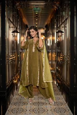 Velvet olive green salwar set 2