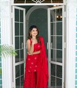 Red short kurta with palazzo