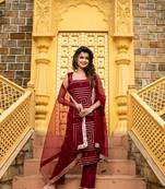Maroon georgette kurta set