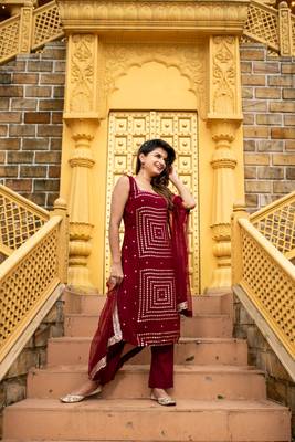 Maroon georgette kurta set 2