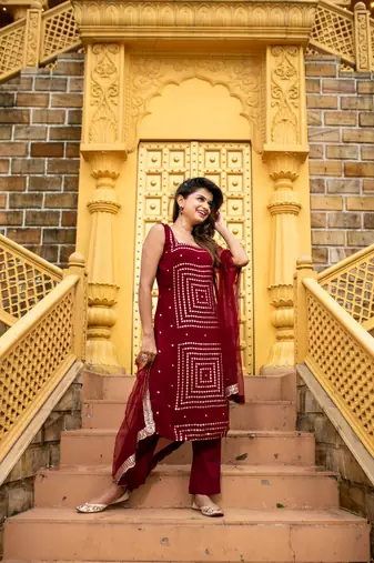 Maroon georgette kurta set