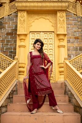 Maroon georgette kurta set 3