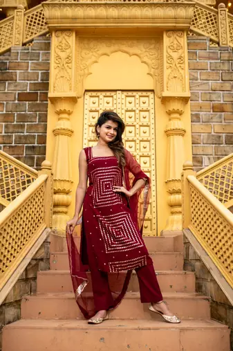 Maroon georgette kurta set