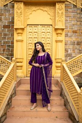 Purple georgette kurta set 1