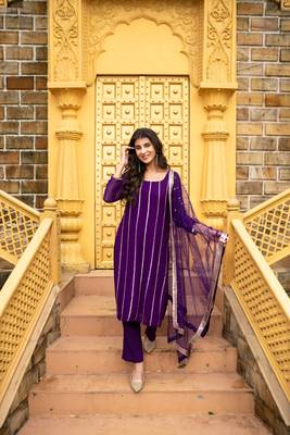 Purple georgette kurta set 3