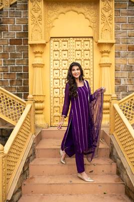 Purple georgette kurta set 4