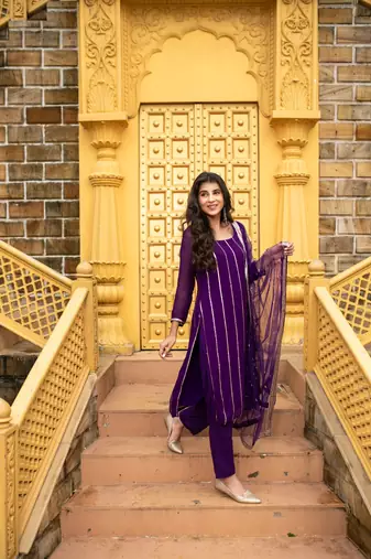 Purple georgette kurta set