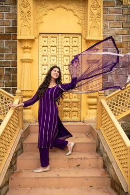 Purple georgette kurta set 5