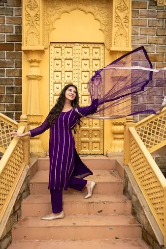 Purple georgette kurta set
