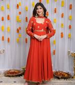 Rust orange anarkali set