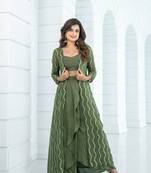 Olive skirt dhoti with jacket