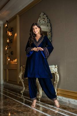 Velvet royal blue co-ord set 1