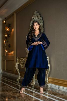 Velvet royal blue co-ord set 3