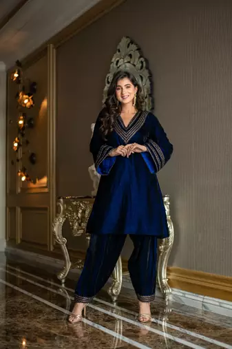 Velvet royal blue co-ord set