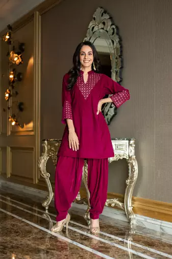 Velvet magenta coord set