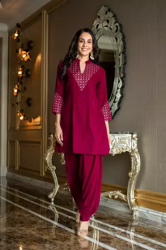 Velvet magenta coord set