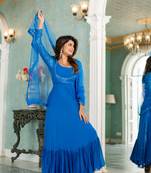 Electric blue choli style gown with dupatta