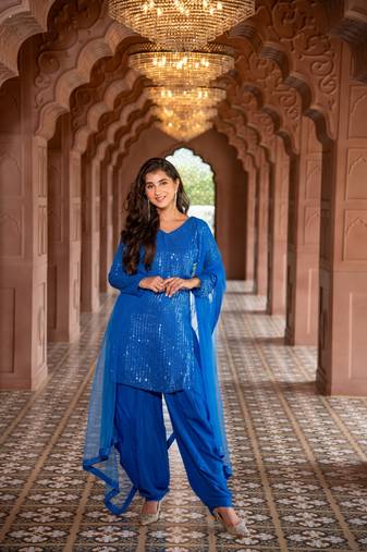 Electric Blue Punjabi Salwar Suit