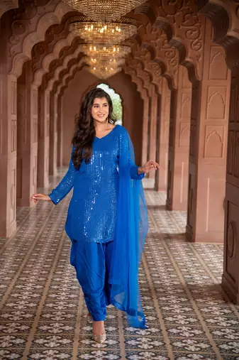 Electric Blue Punjabi Salwar Suit