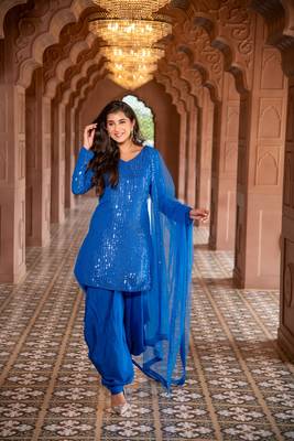 Electric Blue Punjabi Salwar Suit 4