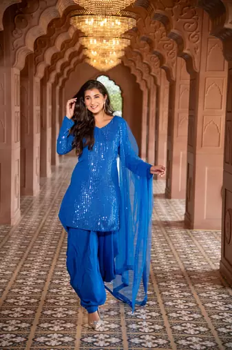 Electric Blue Punjabi Salwar Suit