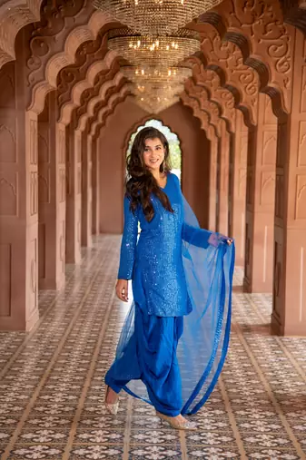 Electric Blue Punjabi Salwar Suit