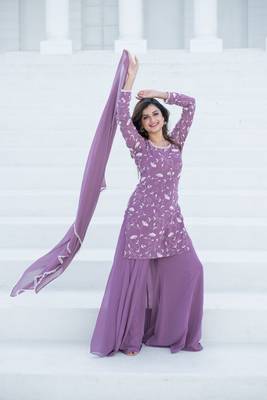 Lilac thread work georgette kurta set 5