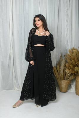 Black jacket and drape skirt set 1